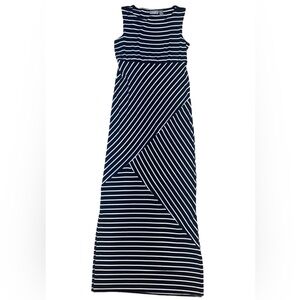 Chico’s Striped Stretchy Slinky Knit Sleeveless Maxi Dress Sz S